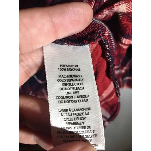 Womens Beachlunchlounge Button Up Shirt Red Plaid Casual Spring Transitional - Picture 3 of 5
